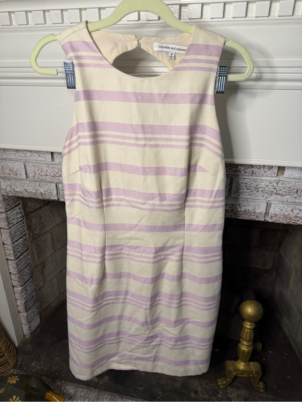 cupcakes & cashmere Cream Dress with Pale Lavender stripes